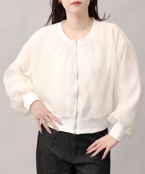 aimoha(アイモハ)の「ボリューム袖ノーカラージャケット(ノーカラージャケット・レディース・グレー/ブラック/オフホワイト・FREE)」の19枚目の写真