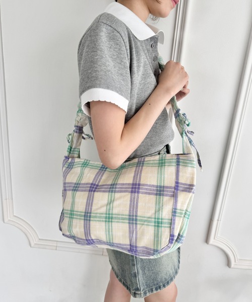 チェック柄ショルダーバッグ セール】チェック柄くしゅくしゅショルダーバッグ（ショルダー
