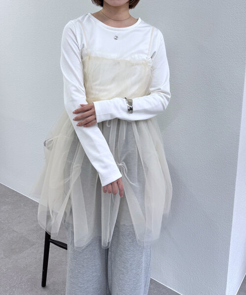 mystic mline ワンピース　チュールギャザーワンピース mystic mline ワンピースチュールギャザーワンピース