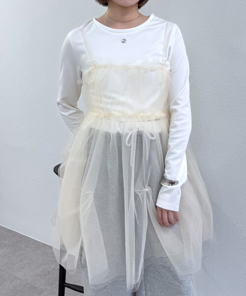 mystic mline ワンピースチュールギャザーワンピース
