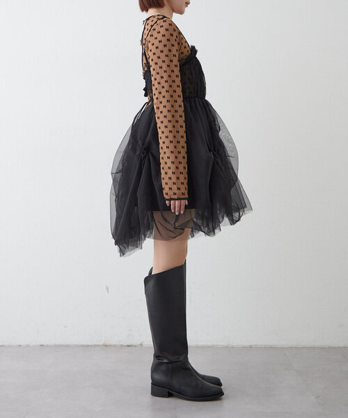 mystic mline ワンピースチュールギャザーワンピース