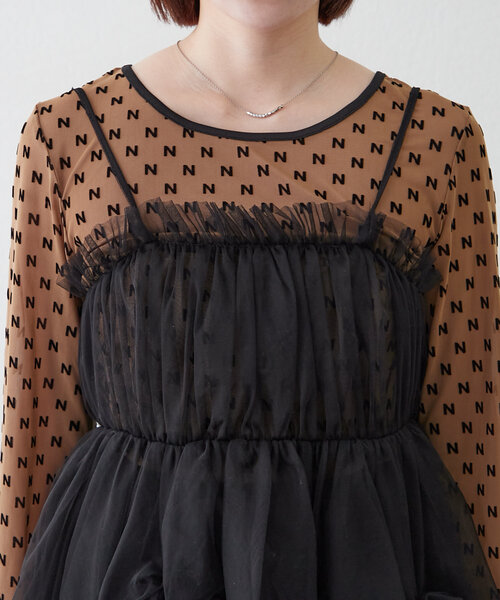 mystic mline ワンピース　チュールギャザーワンピース mystic mline ワンピースチュールギャザーワンピース