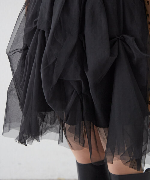 mystic mline ワンピースチュールギャザーワンピース