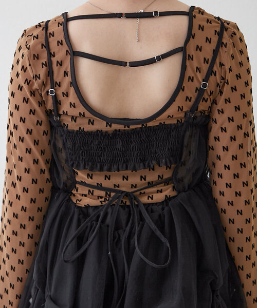 mystic mline ワンピースチュールギャザーワンピース