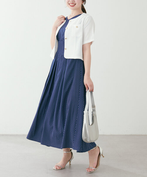 natural couture（ナチュラルクチュール）の「【canami】金釦ツイードジャケット風TOPS（Tシャツ/カットソー・レディース・サックスブルー/オフホワイト/ベージュ/ネイビー・FREE）」の8枚目の写真