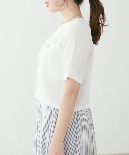 natural couture（ナチュラルクチュール）の「【canami】金釦ツイードジャケット風TOPS（Tシャツ/カットソー・レディース・サックスブルー/オフホワイト/ベージュ/ネイビー・FREE）」の10枚目の写真