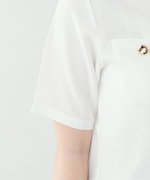 natural couture（ナチュラルクチュール）の「【canami】金釦ツイードジャケット風TOPS（Tシャツ/カットソー・レディース・サックスブルー/オフホワイト/ベージュ/ネイビー・FREE）」の13枚目の写真