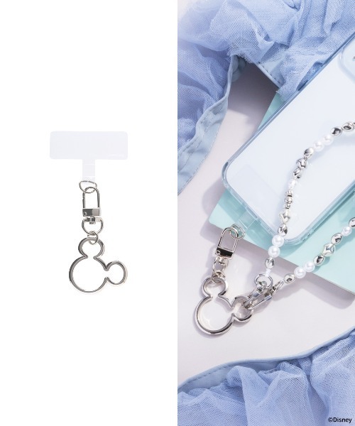 Disney（ディズニー）の「ディズニー キャラクター 各種スマートフォン対応 ストラップホルダー カラビナ チャーム (ミッキーアイコン)（キーホルダー・レディース・ブラック系その他/シルバー/クリアブラック/ゴールド/ピンクゴールド・FREE）」の2枚目の写真