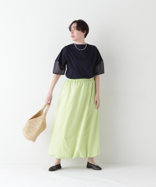 human woman(ヒューマンウーマン)の「◆【速乾・吸水速乾】ドライPEストレッチポプリンスカート(スカート・レディース・イエロー/ネイビー・MEDIUM)」の9枚目の写真