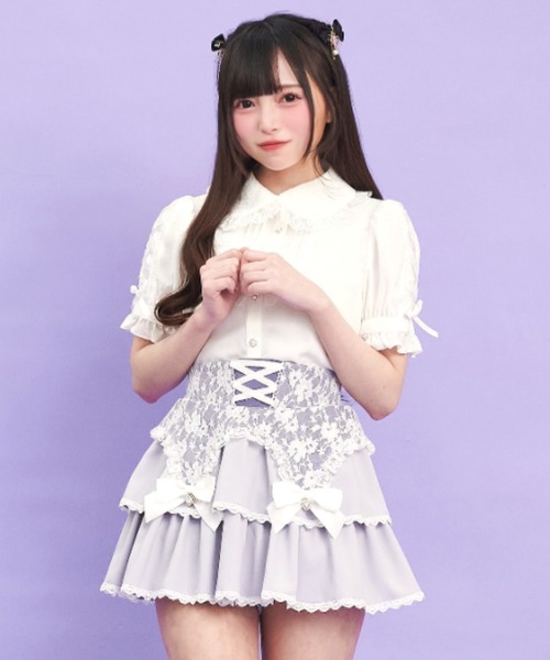 Secret Honey(シークレットハニー)の「ガーターティアードスカパン(スカート・レディース・ブラック/グレー・MEDIUM)」の1枚目の写真