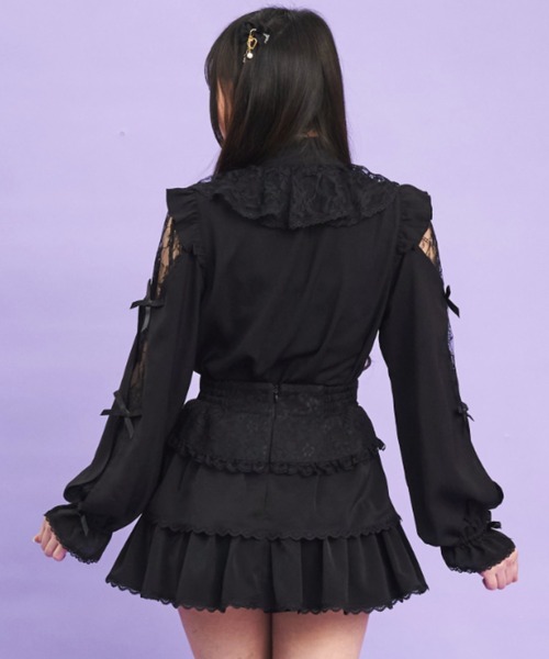 Secret Honey(シークレットハニー)の「ガーターティアードスカパン(スカート・レディース・ブラック/グレー・MEDIUM)」の8枚目の写真