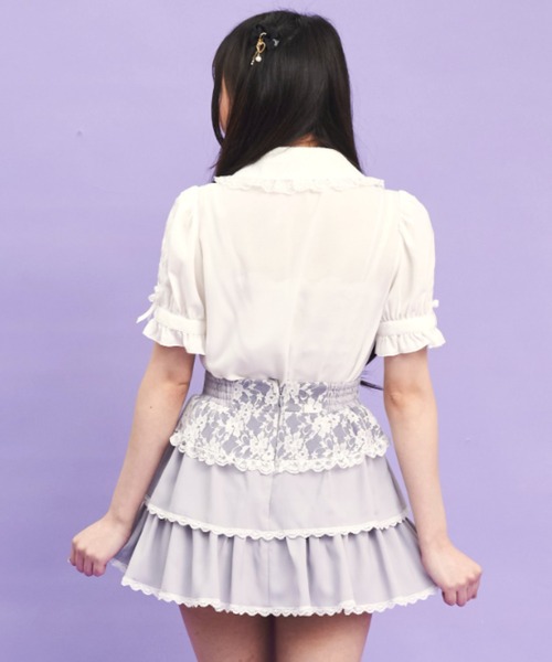 Secret Honey(シークレットハニー)の「ガーターティアードスカパン(スカート・レディース・ブラック/グレー・MEDIUM)」の6枚目の写真