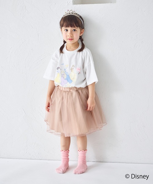 pairmanon（ペアマノン）の「【Disney】【ディズニープリンセス】モチーフ付き キャラクタープリント 半袖Tシャツ（Tシャツ/カットソー・キッズ・ブルー/ホワイト/ホワイト系その他/ピンク/パープル・100/110/120/130/140/80/90）」の12枚目の写真