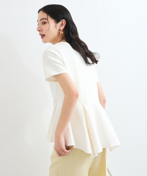 VIS（ビス）の「イレギュラーヘム異素材ドッキングペプラムプルオーバー（Tシャツ/カットソー・レディース・ブラック/オフホワイト/グリーン系その他2・FREE）」の12枚目の写真