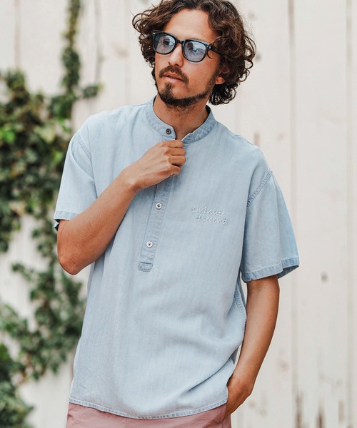 1minute 1second(ワンミニットワンセカンド)の「mhs2363-chambray henry pullover shirt プルオーバーシャツ(シャツ/ブラウス・メンズ・ライトインディゴブルー/インディゴブルー・S/M/L/XL)」の3枚目の写真