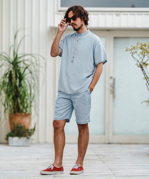 1minute 1second(ワンミニットワンセカンド)の「mhs2363-chambray henry pullover shirt プルオーバーシャツ(シャツ/ブラウス・メンズ・ライトインディゴブルー/インディゴブルー・S/M/L/XL)」の9枚目の写真