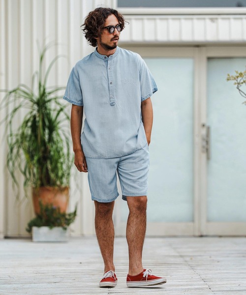 1minute 1second(ワンミニットワンセカンド)の「mhs2363-chambray henry pullover shirt プルオーバーシャツ(シャツ/ブラウス・メンズ・ライトインディゴブルー/インディゴブルー・S/M/L/XL)」の10枚目の写真