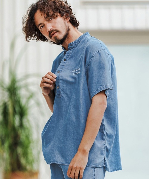 1minute 1second(ワンミニットワンセカンド)の「mhs2363-chambray henry pullover shirt プルオーバーシャツ(シャツ/ブラウス・メンズ・ライトインディゴブルー/インディゴブルー・S/M/L/XL)」の11枚目の写真