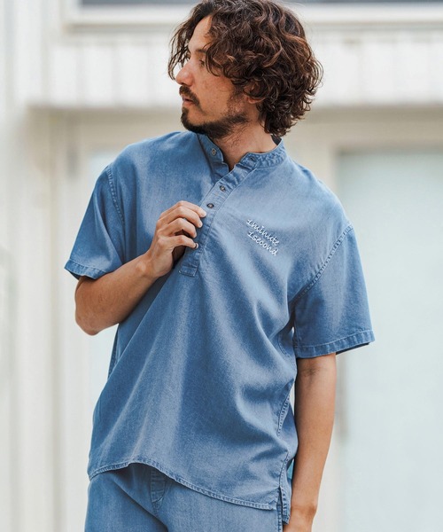 1minute 1second(ワンミニットワンセカンド)の「mhs2363-chambray henry pullover shirt プルオーバーシャツ(シャツ/ブラウス・メンズ・ライトインディゴブルー/インディゴブルー・S/M/L/XL)」の12枚目の写真