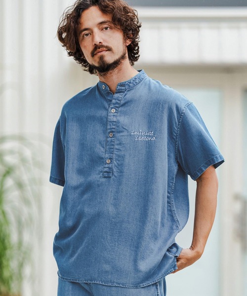 1minute 1second(ワンミニットワンセカンド)の「mhs2363-chambray henry pullover shirt プルオーバーシャツ(シャツ/ブラウス・メンズ・ライトインディゴブルー/インディゴブルー・S/M/L/XL)」の13枚目の写真