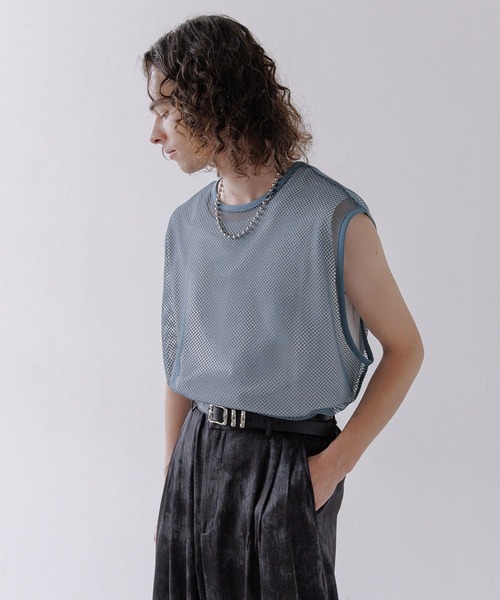 HARE(ハレ)の「メッシュノースリーブカット(HARE)(Tシャツ/カットソー・メンズ・ブルー/ブラック/ホワイト・FREE)」の3枚目の写真