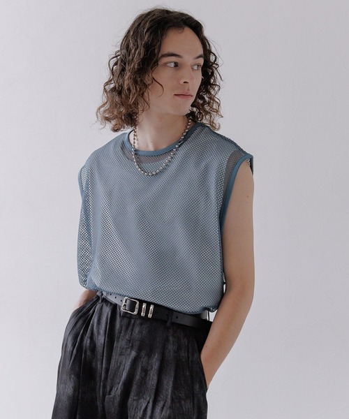 HARE(ハレ)の「メッシュノースリーブカット(HARE)(Tシャツ/カットソー・メンズ・ブルー/ブラック/ホワイト・FREE)」の15枚目の写真