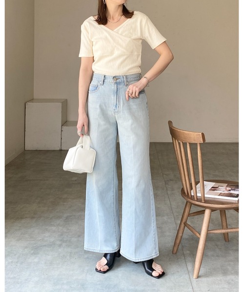 She's Closet(シーズクローゼット)の「2wayカシュクールボートネック/Vネック半袖Tシャツ(Tシャツ/カットソー・レディース・ブラック/アイボリー・FREE)」の16枚目の写真