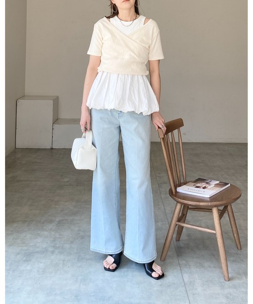 She's Closet(シーズクローゼット)の「2wayカシュクールボートネック/Vネック半袖Tシャツ(Tシャツ/カットソー・レディース・ブラック/アイボリー・FREE)」の19枚目の写真