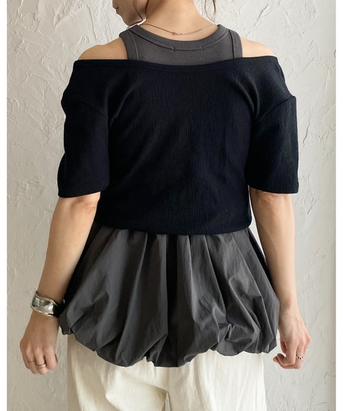 She's Closet(シーズクローゼット)の「2wayカシュクールボートネック/Vネック半袖Tシャツ(Tシャツ/カットソー・レディース・ブラック/アイボリー・FREE)」の22枚目の写真