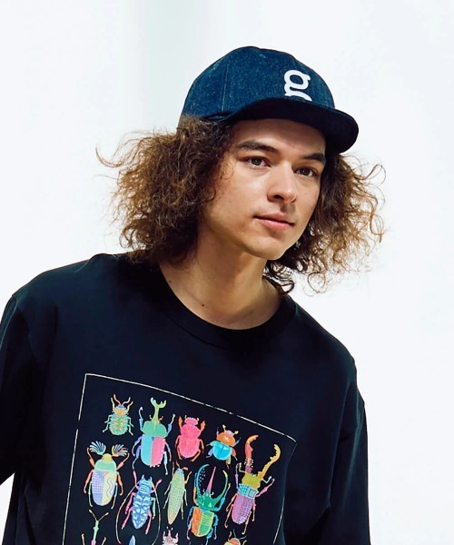 go slow caravan(ゴースローキャラバン)の「gワッペン デニム ショートバイザーキャップ(キャップ・メンズ・ダークインディゴブルー/ストライプ・FREE)」の2枚目の写真