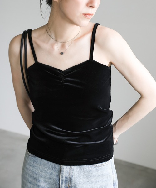 select MOCA（セレクトモカ）の「ベロアカップ付きキャミソール（キャミソール・レディース・ブラック/ブラウン/アイボリー/イエロー・FREE）」の3枚目の写真