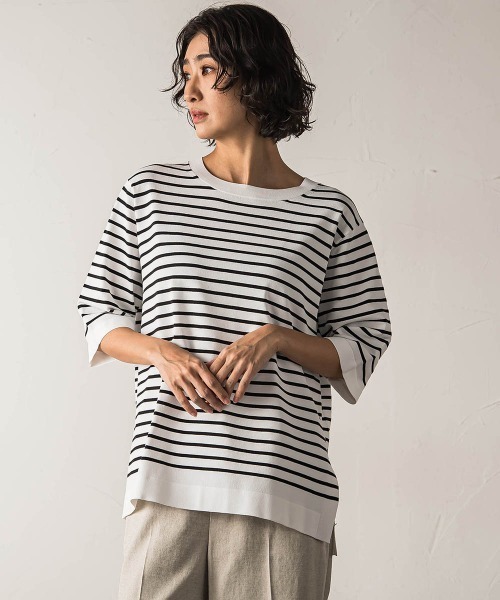 la.f…(ラエフ)の「Tシャツ風ボーダーニットプルオーバー≪手洗い可能≫(ニット/セーター・レディース・ブラック系その他/グレー系その他・9号)」の15枚目の写真