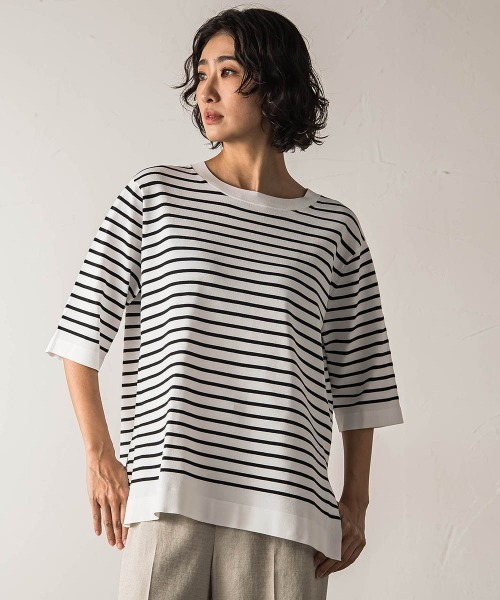 la.f…(ラエフ)の「Tシャツ風ボーダーニットプルオーバー≪手洗い可能≫(ニット/セーター・レディース・ブラック系その他/グレー系その他・9号)」の14枚目の写真