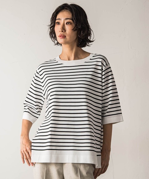 la.f…(ラエフ)の「Tシャツ風ボーダーニットプルオーバー≪手洗い可能≫(ニット/セーター・レディース・ブラック系その他/グレー系その他・9号)」の12枚目の写真