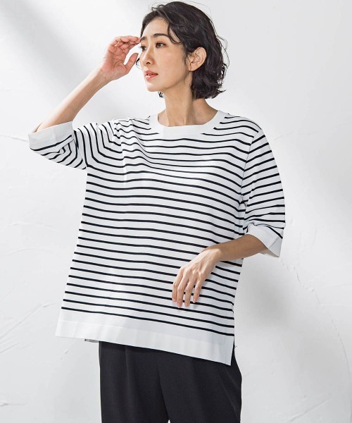 la.f…(ラエフ)の「Tシャツ風ボーダーニットプルオーバー≪手洗い可能≫(ニット/セーター・レディース・ブラック系その他/グレー系その他・9号)」の22枚目の写真