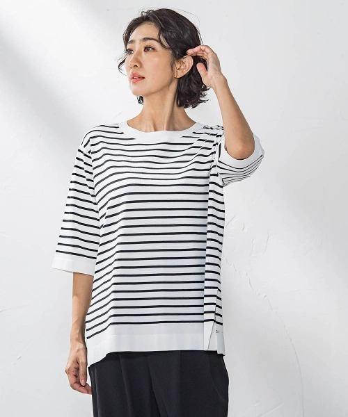 la.f…(ラエフ)の「Tシャツ風ボーダーニットプルオーバー≪手洗い可能≫(ニット/セーター・レディース・ブラック系その他/グレー系その他・9号)」の21枚目の写真