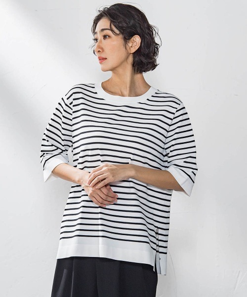 la.f…(ラエフ)の「Tシャツ風ボーダーニットプルオーバー≪手洗い可能≫(ニット/セーター・レディース・ブラック系その他/グレー系その他・9号)」の19枚目の写真