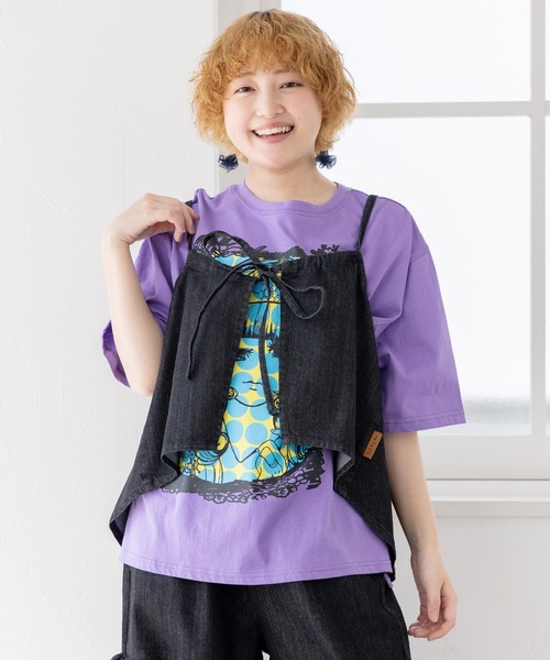 ScoLar（スカラー）の「152639：花アップリケデニムビスチェ（その他トップス・レディース・ネイビー/ブラック・M）」の10枚目の写真