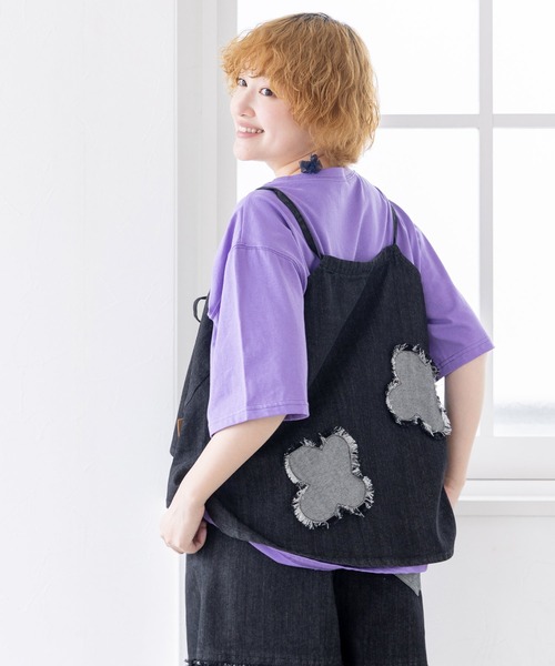 ScoLar（スカラー）の「152639：花アップリケデニムビスチェ（その他トップス・レディース・ネイビー/ブラック・M）」の12枚目の写真