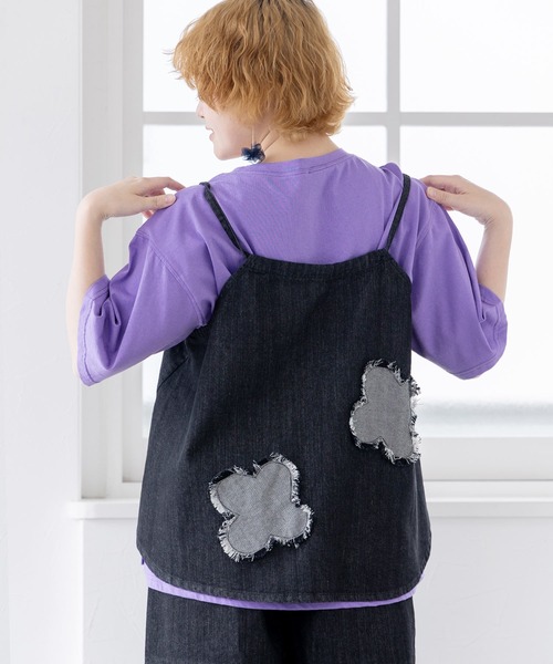 ScoLar（スカラー）の「152639：花アップリケデニムビスチェ（その他トップス・レディース・ネイビー/ブラック・M）」の14枚目の写真