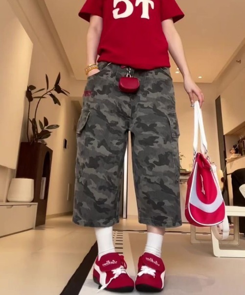 FreeZone(フリーゾーン)の「カーゴカモワイドパンツ(カーゴパンツ・メンズ・ダークグレー・S/M/L)」の19枚目の写真