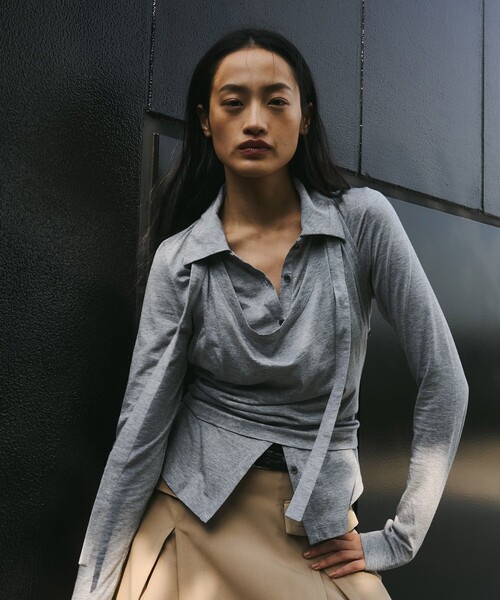 セール】【3way】Halterneck Layered Polo｜ウォッシャブル/ロンT