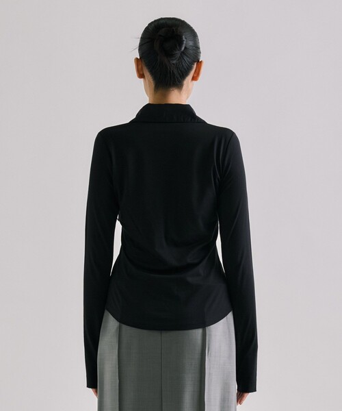 UNITED TOKYO（ユナイテッドトウキョウ）の「【残りわずか！】3wayHalterneck Layered Polo｜ウォッシャブル/ロンT/レイヤードトップス/春服（ポロシャツ・レディース・グレー/ブラック/ベージュ・FREE）」の11枚目の写真