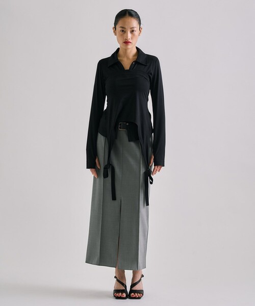 セール】【3way】Halterneck Layered Polo｜ウォッシャブル/ロンT