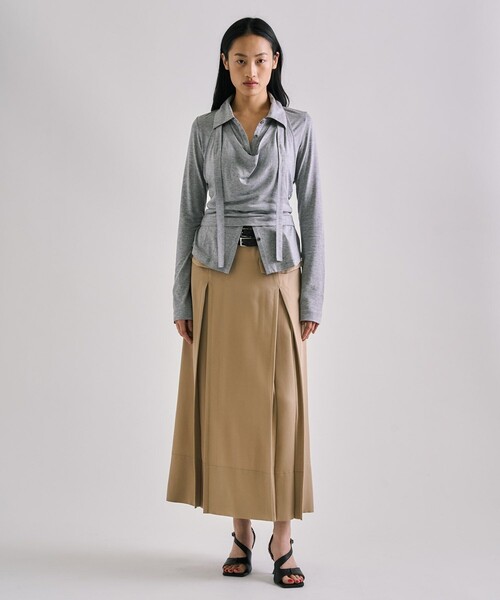 UNITED TOKYO（ユナイテッドトウキョウ）の「【残りわずか！】3wayHalterneck Layered Polo｜ウォッシャブル/ロンT/レイヤードトップス/春服（ポロシャツ・レディース・グレー/ブラック/ベージュ・FREE）」の22枚目の写真