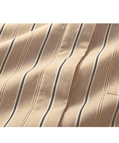 THREE FIFTY STANDARD(スリーフィフティースタンダード)の「THREE FIFTY STANDARD クロップド丈のストライプシャツ〈シナモンベージュ〉(シャツ/ブラウス・レディース・ベージュ・M/L/LL/3L)」の11枚目の写真