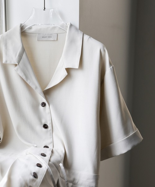 select MOCA（セレクトモカ）の「オープンカラーオールインワン（つなぎ/オールインワン・レディース・ブラウン/ベージュ/チャコールグレー・FREE）」の14枚目の写真