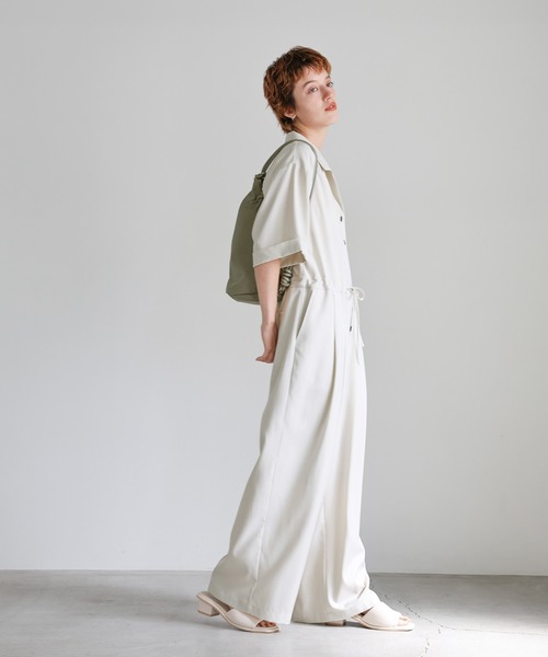 select MOCA（セレクトモカ）の「オープンカラーオールインワン（つなぎ/オールインワン・レディース・ブラウン/ベージュ/チャコールグレー・FREE）」の9枚目の写真