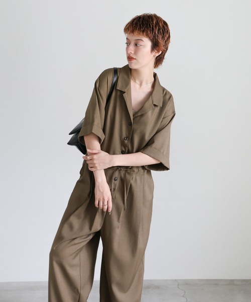 select MOCA（セレクトモカ）の「オープンカラーオールインワン（つなぎ/オールインワン・レディース・ブラウン/ベージュ/チャコールグレー・FREE）」の18枚目の写真