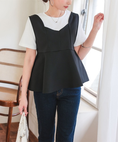 [Mimi]ourhome シルエットがきれいな2wayペプラムベスト シルエットがきれいな2wayペプラムベスト – OURHOME